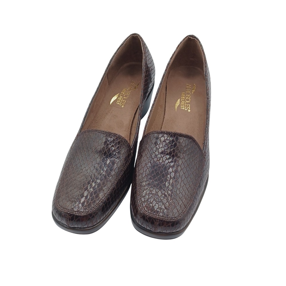 Aerosoles Final Exam Wedge Loafers Womens 9.5M Brown New Snakeskin Memory Foam